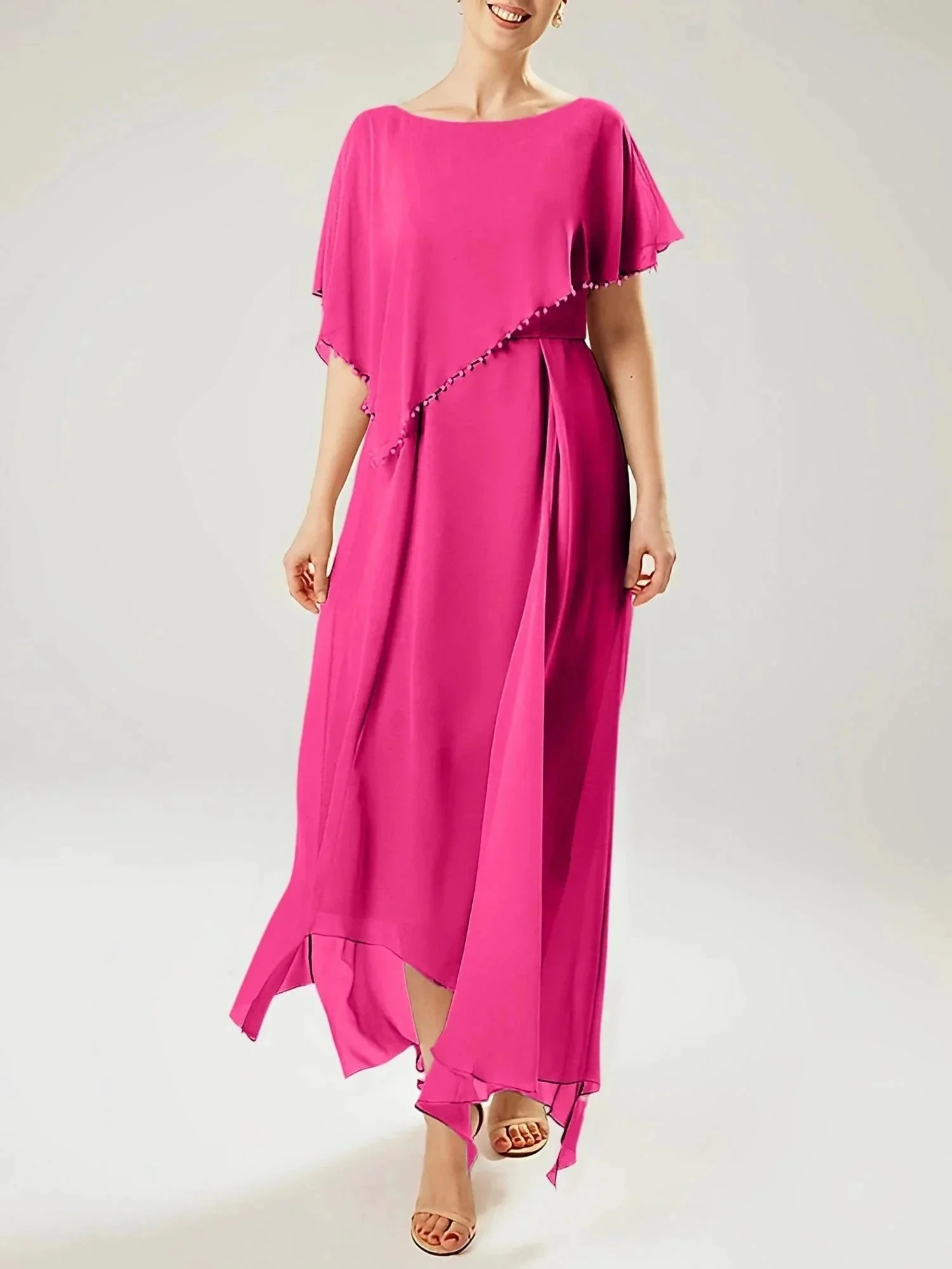 Sheath/Column Scoop Short Sleeves Mother of the Bride Dresses with Tassel - Image 33