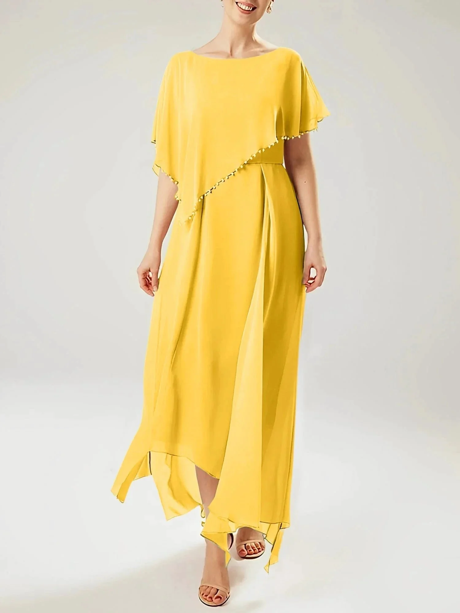 Sheath/Column Scoop Short Sleeves Mother of the Bride Dresses with Tassel - Image 35