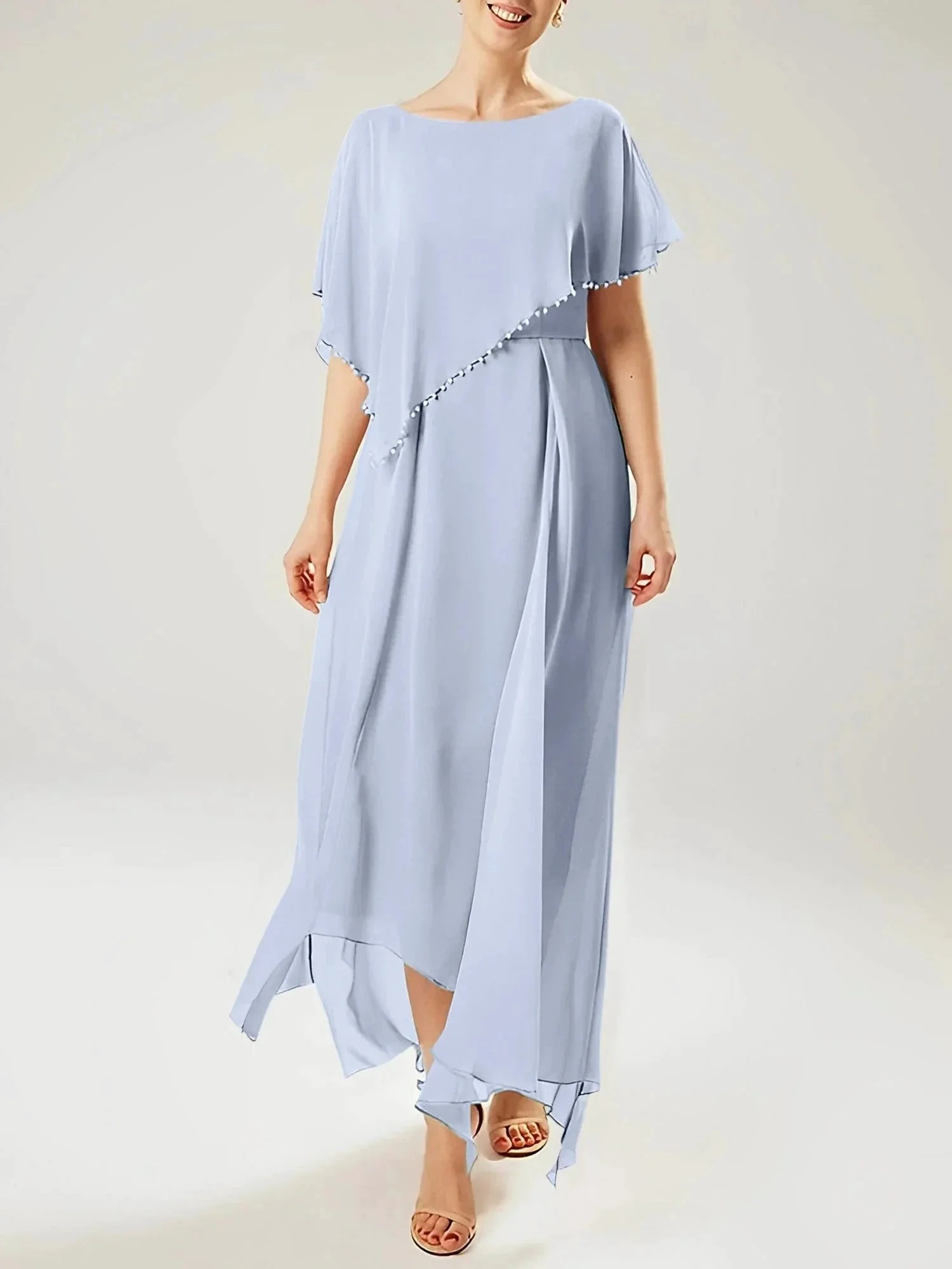 Sheath/Column Scoop Short Sleeves Mother of the Bride Dresses with Tassel - Image 39