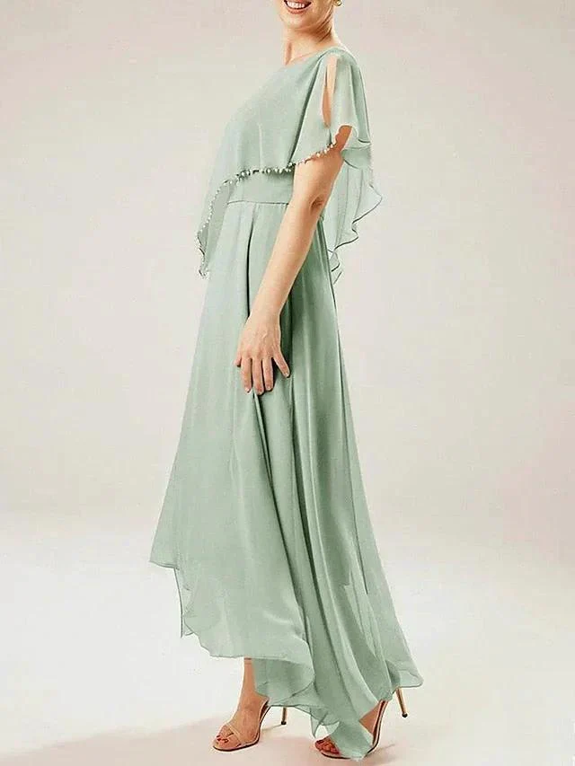 Sheath/Column Scoop Short Sleeves Mother of the Bride Dresses with Tassel - Image 4