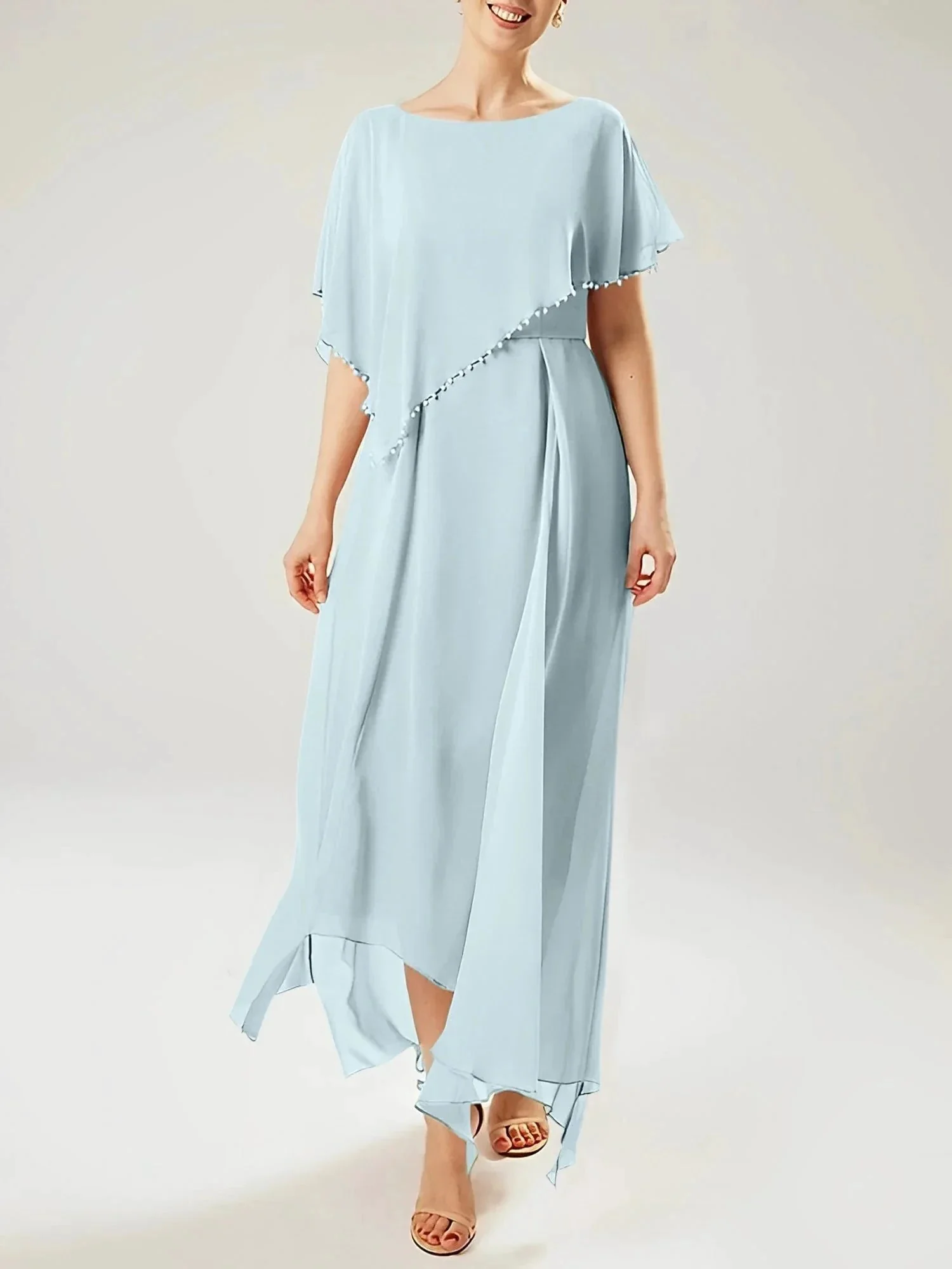 Sheath/Column Scoop Short Sleeves Mother of the Bride Dresses with Tassel - Image 40