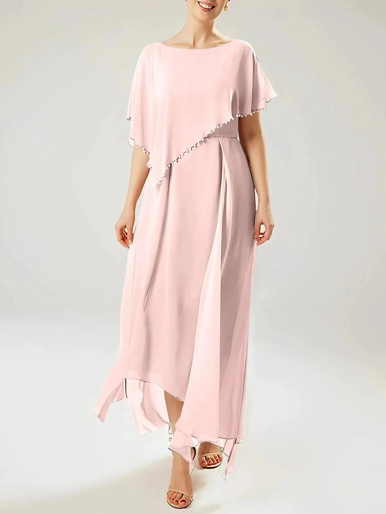 Sheath/Column Scoop Short Sleeves Mother of the Bride Dresses with Tassel - Image 43