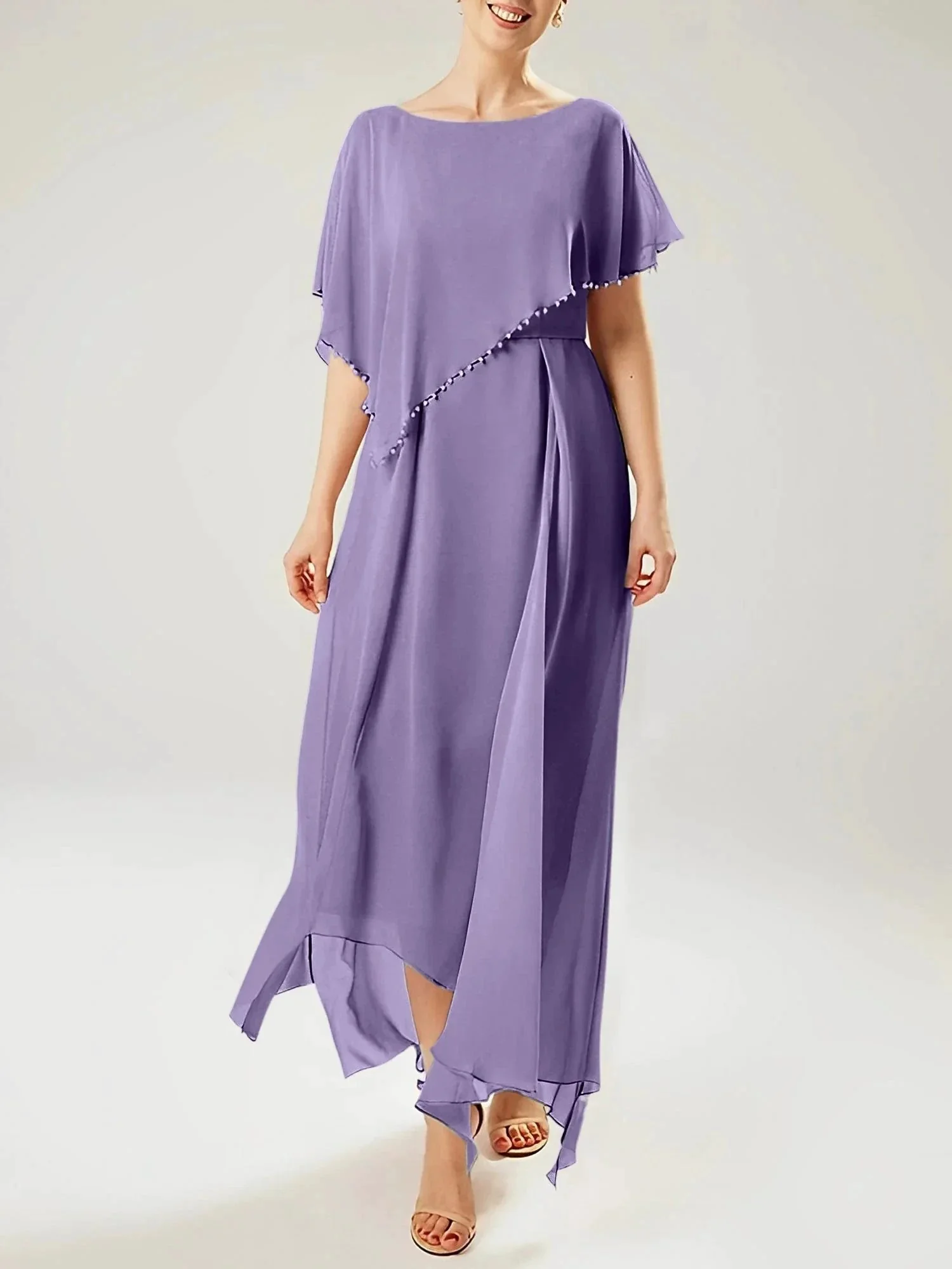 Sheath/Column Scoop Short Sleeves Mother of the Bride Dresses with Tassel - Image 44