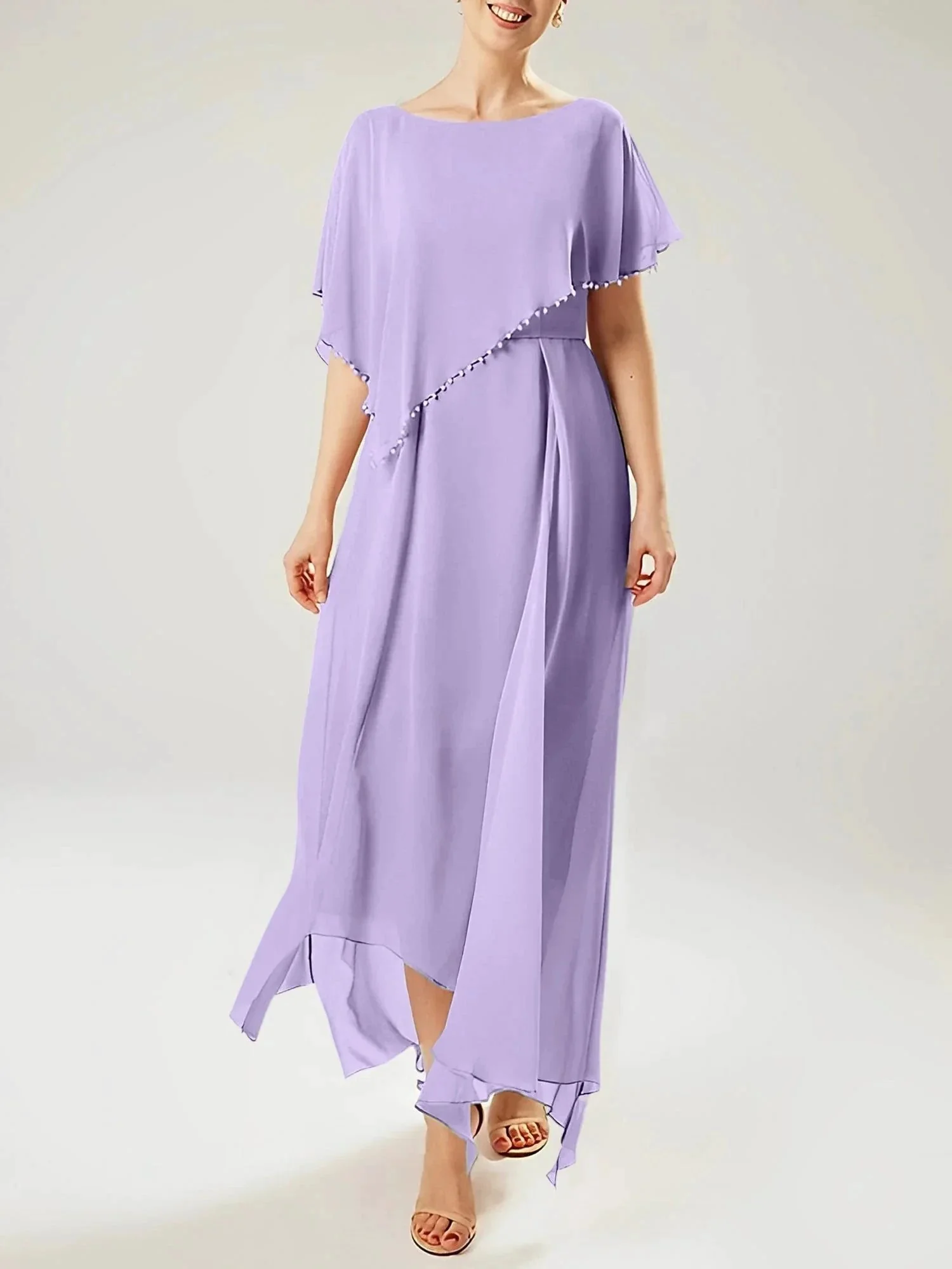 Sheath/Column Scoop Short Sleeves Mother of the Bride Dresses with Tassel - Image 47