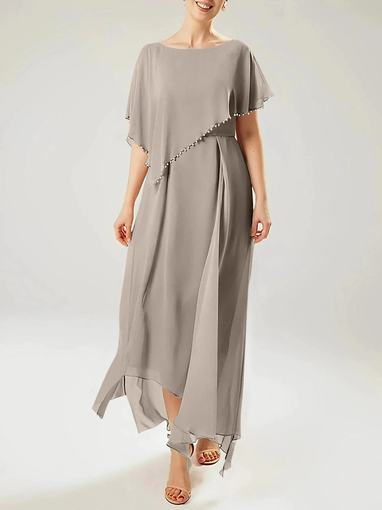 Sheath/Column Scoop Short Sleeves Mother of the Bride Dresses with Tassel - Image 5