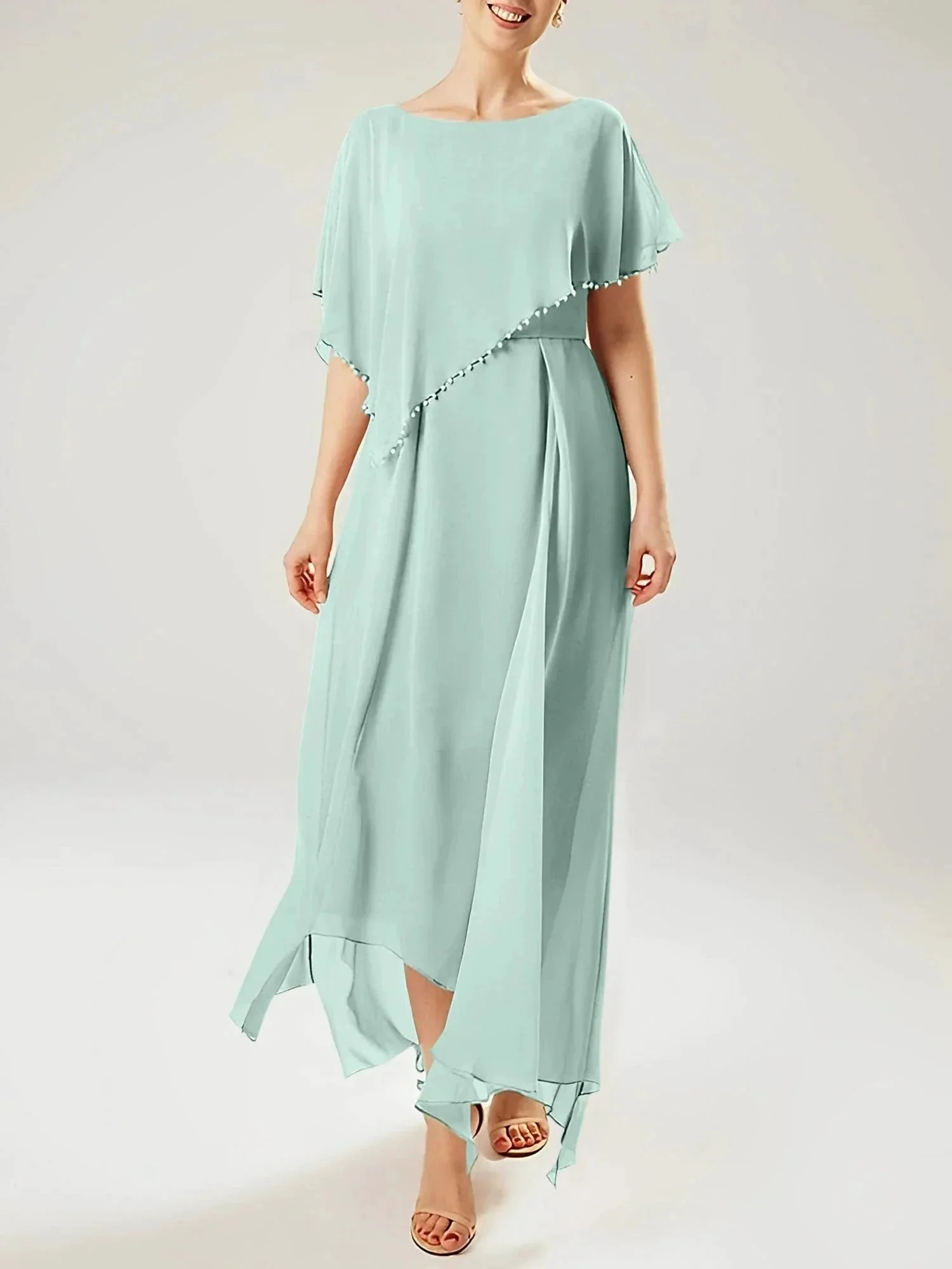 Sheath/Column Scoop Short Sleeves Mother of the Bride Dresses with Tassel - Image 50