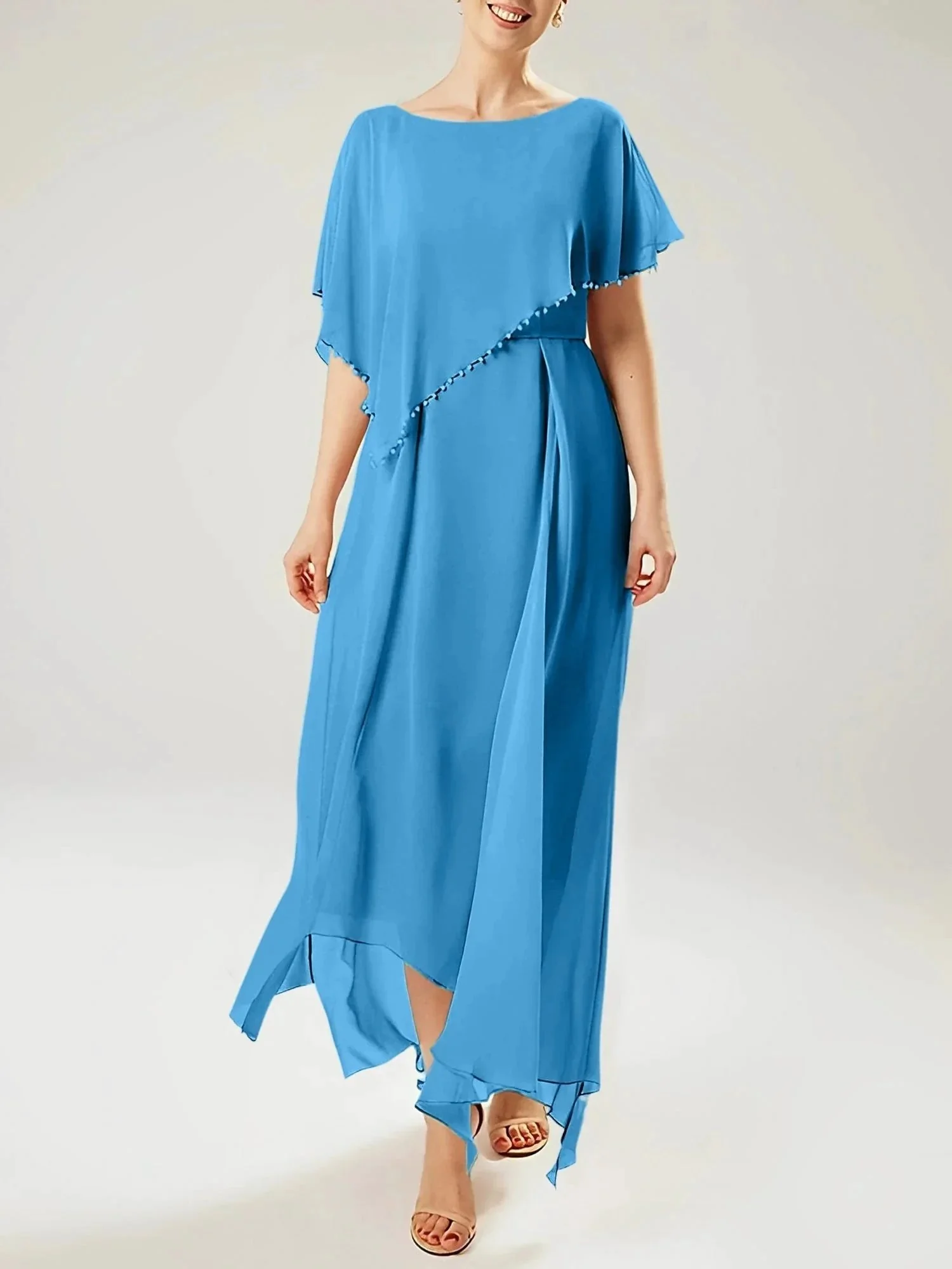 Sheath/Column Scoop Short Sleeves Mother of the Bride Dresses with Tassel - Image 54