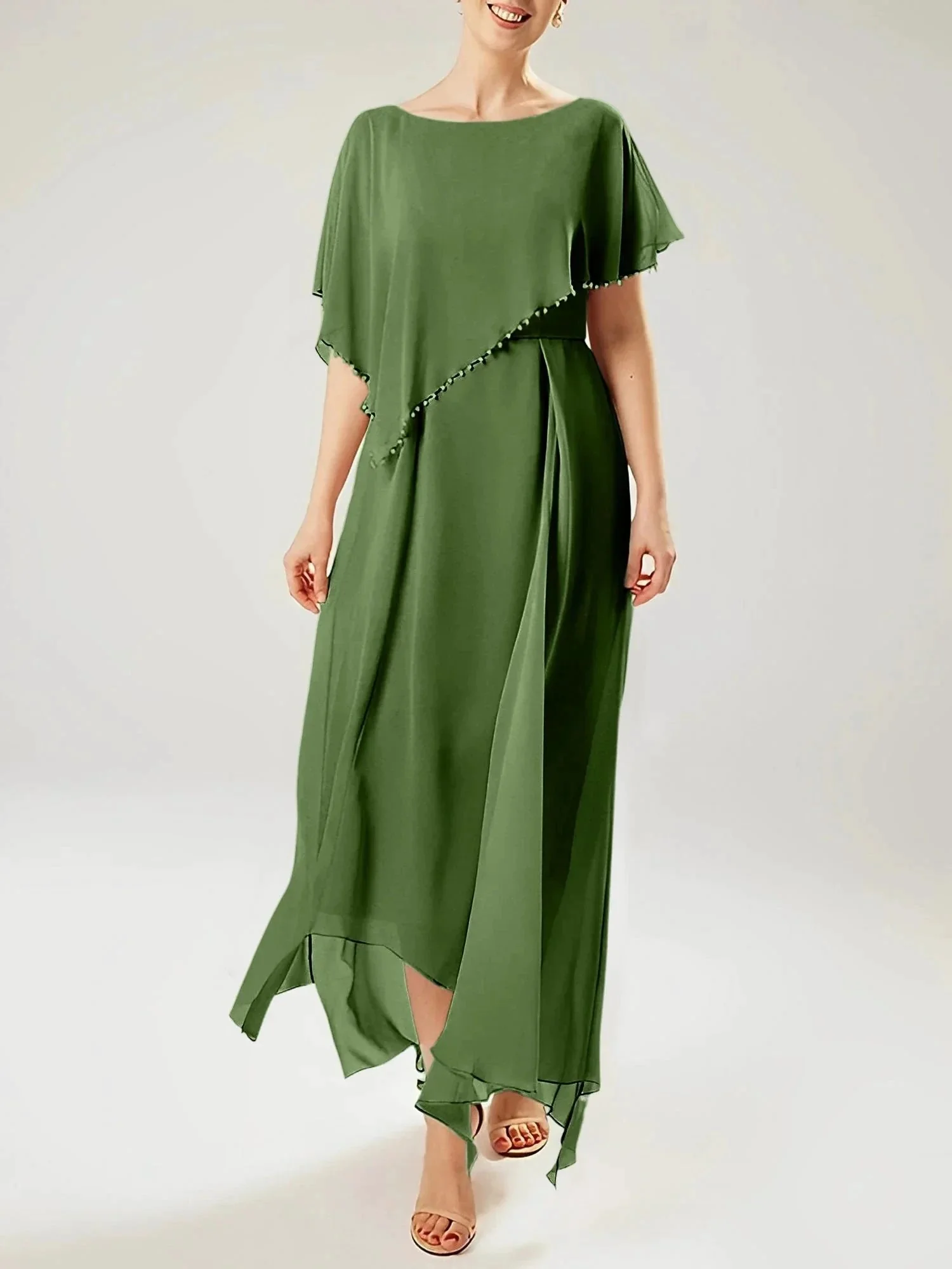 Sheath/Column Scoop Short Sleeves Mother of the Bride Dresses with Tassel - Image 55