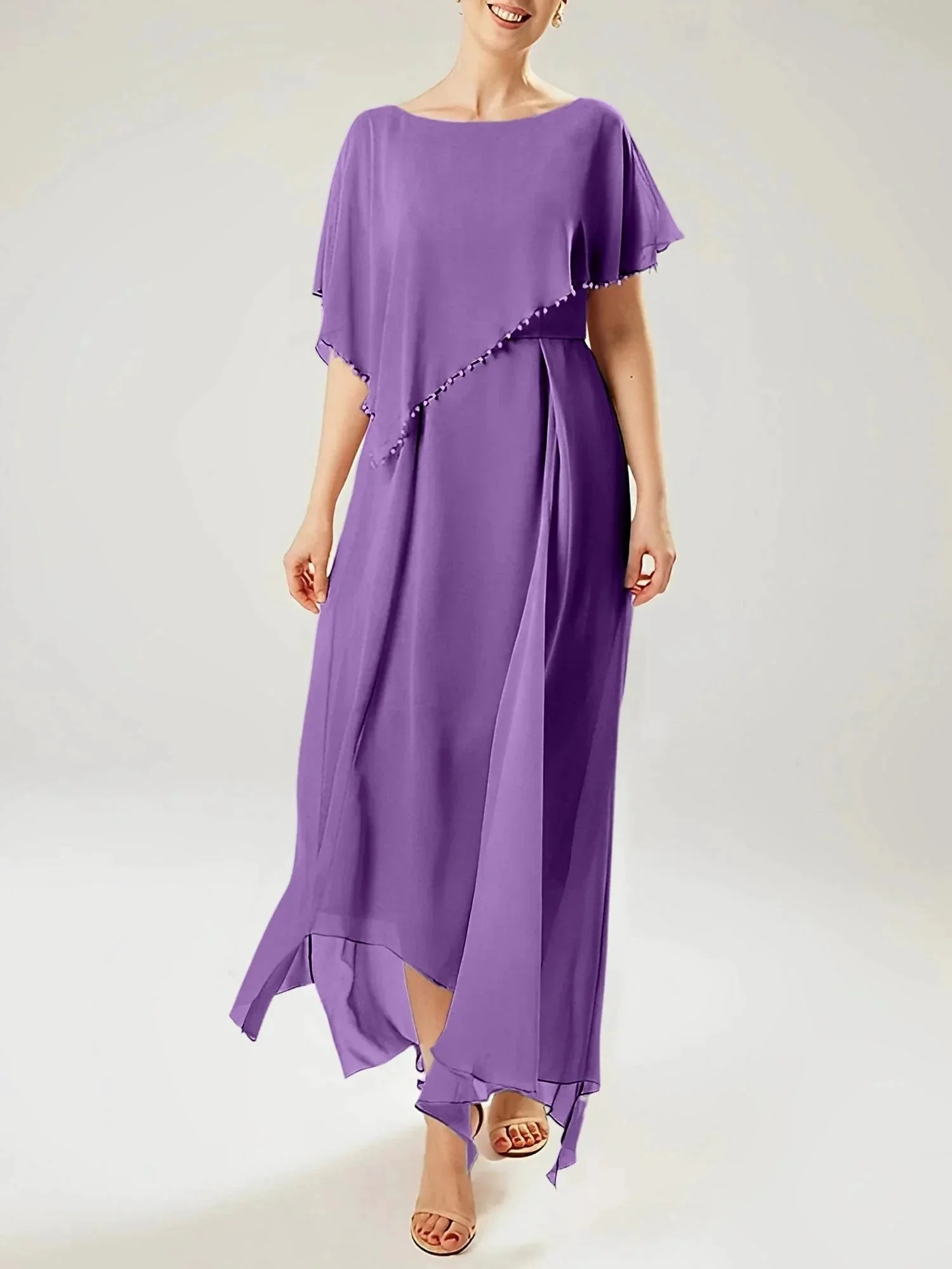 Sheath/Column Scoop Short Sleeves Mother of the Bride Dresses with Tassel - Image 59