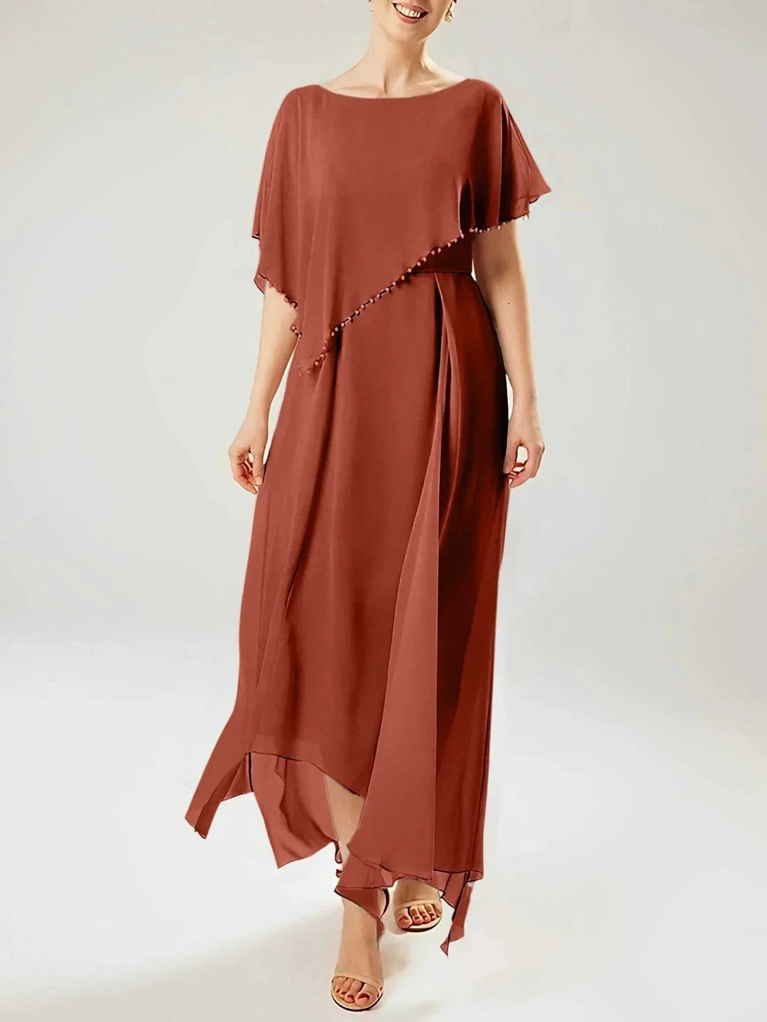 Sheath/Column Scoop Short Sleeves Mother of the Bride Dresses with Tassel - Image 62