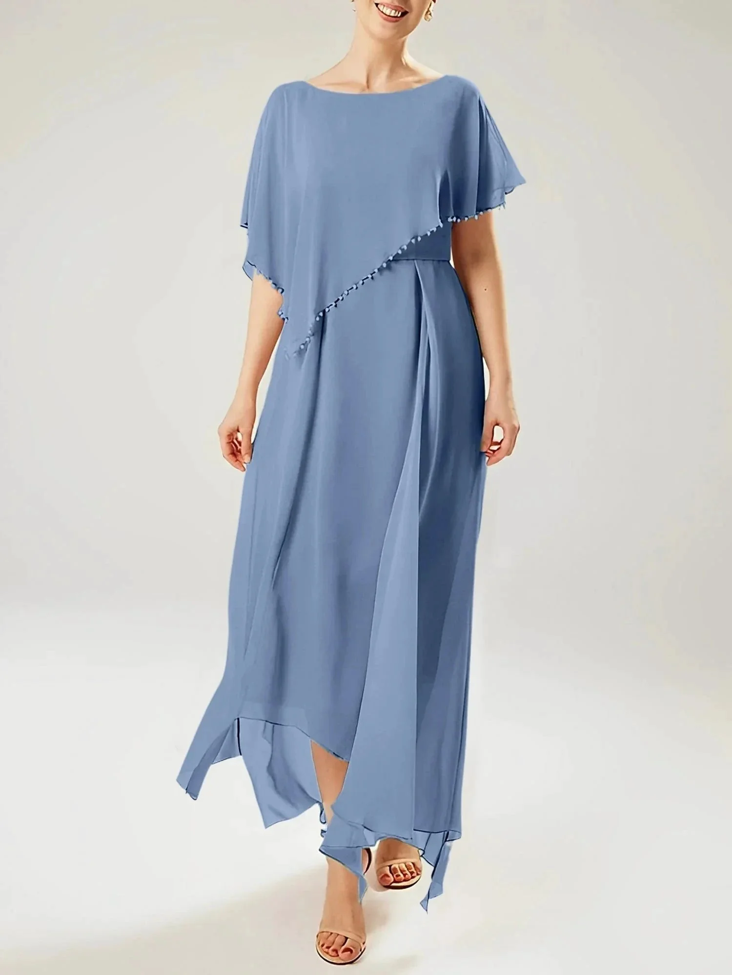 Sheath/Column Scoop Short Sleeves Mother of the Bride Dresses with Tassel - Image 67