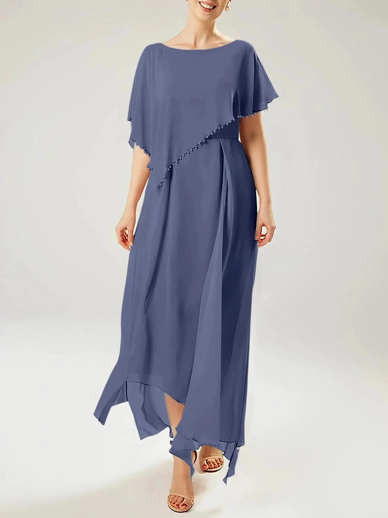 Sheath/Column Scoop Short Sleeves Mother of the Bride Dresses with Tassel - Image 68