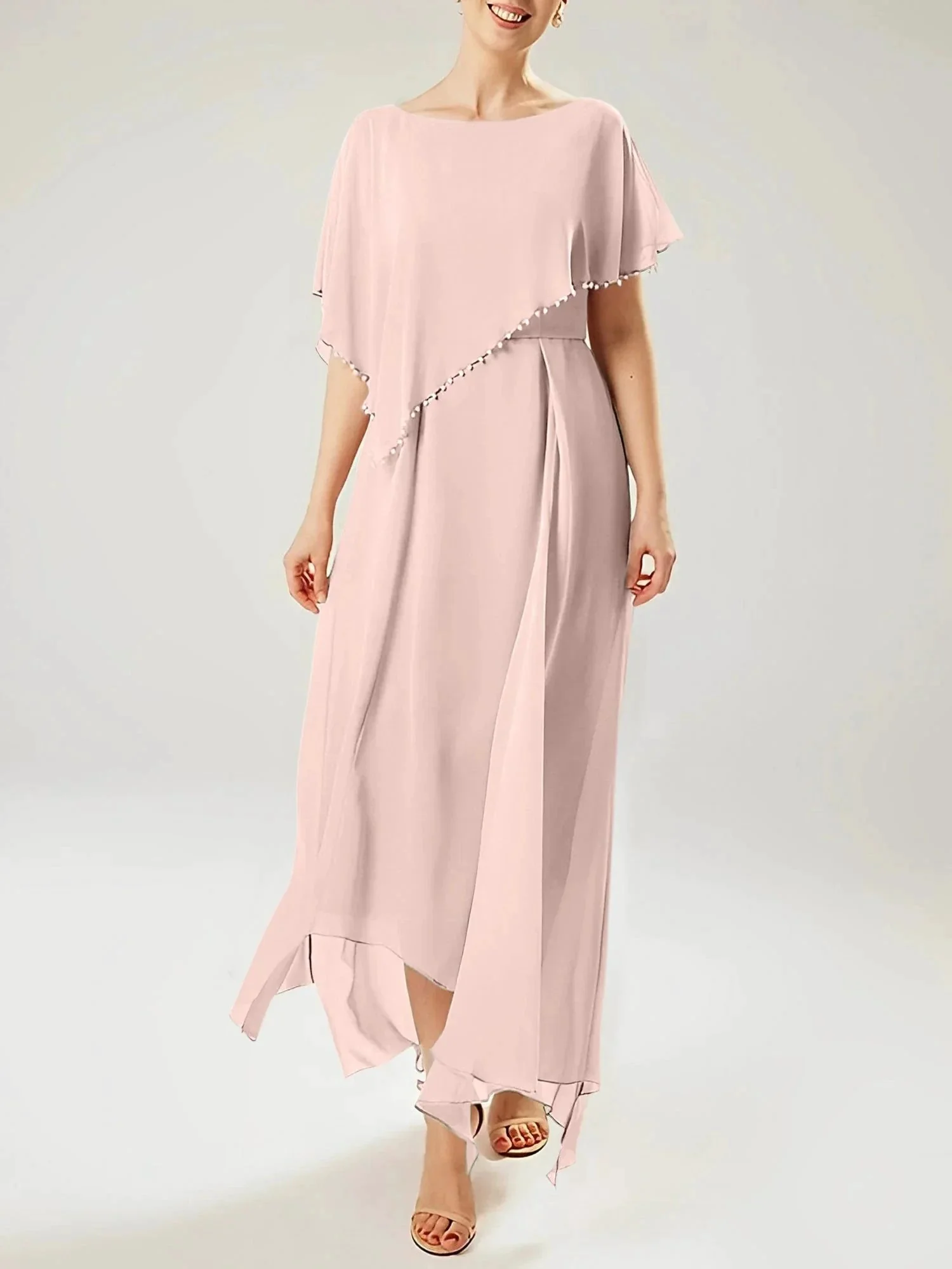 Sheath/Column Scoop Short Sleeves Mother of the Bride Dresses with Tassel - Image 8