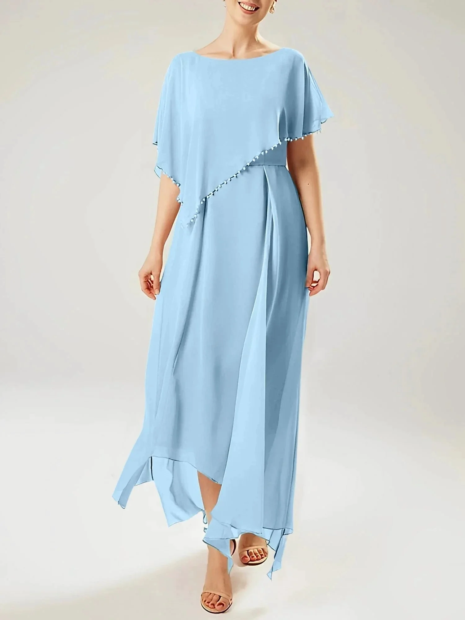 Sheath/Column Scoop Short Sleeves Mother of the Bride Dresses with Tassel - Image 80