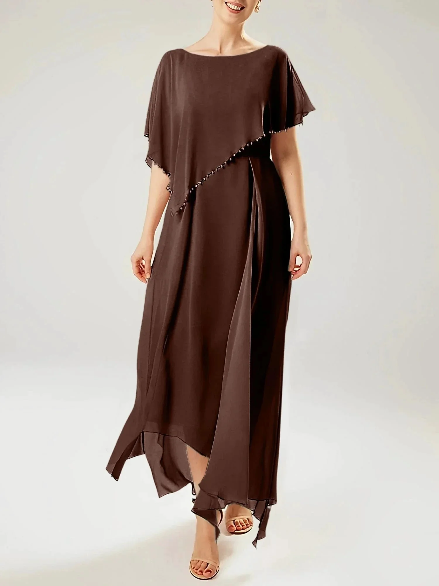 Sheath/Column Scoop Short Sleeves Mother of the Bride Dresses with Tassel - Image 86