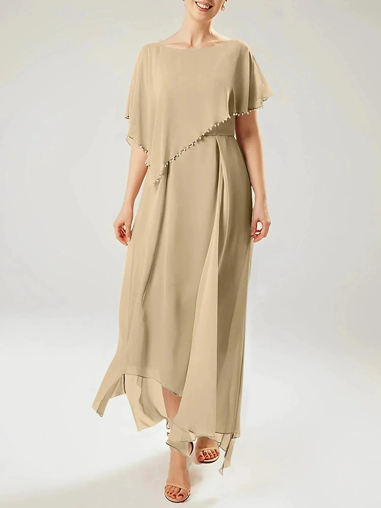 Sheath/Column Scoop Short Sleeves Mother of the Bride Dresses with Tassel - Image 93