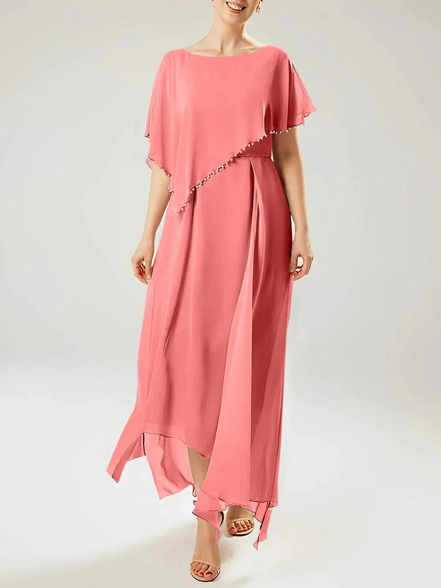 Sheath/Column Scoop Short Sleeves Mother of the Bride Dresses with Tassel - Image 94