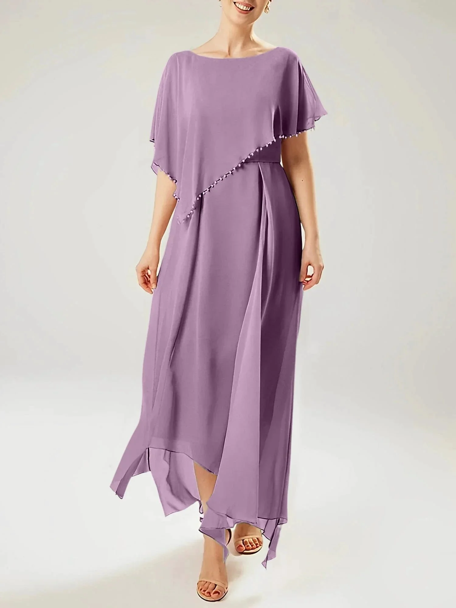 Sheath/Column Scoop Short Sleeves Mother of the Bride Dresses with Tassel - Image 96