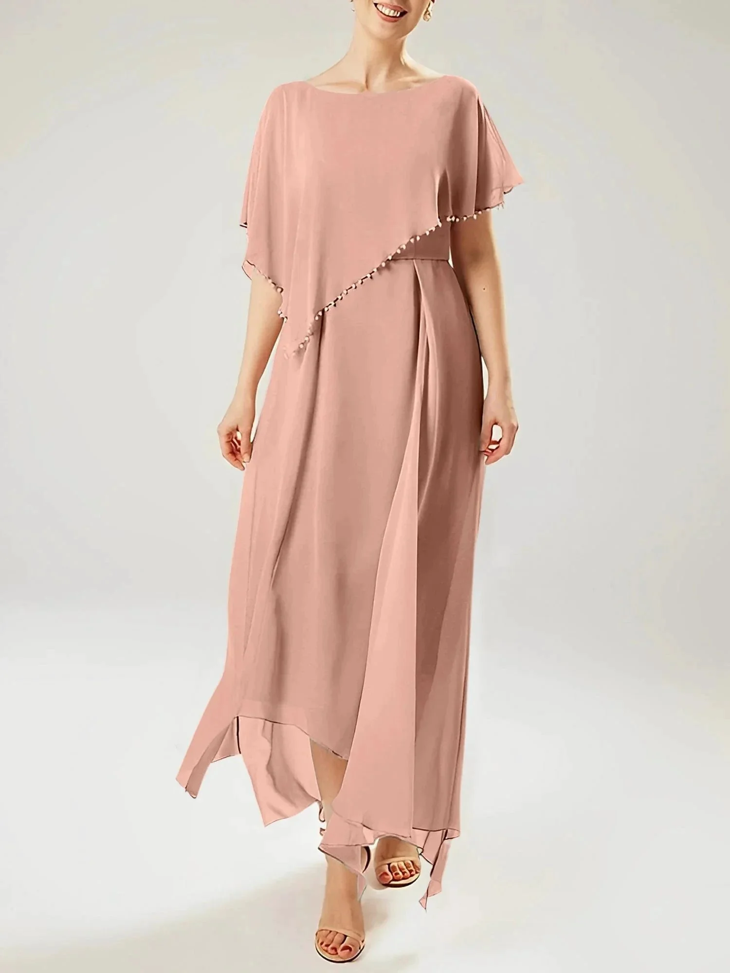 Sheath/Column Scoop Short Sleeves Mother of the Bride Dresses with Tassel - Image 97