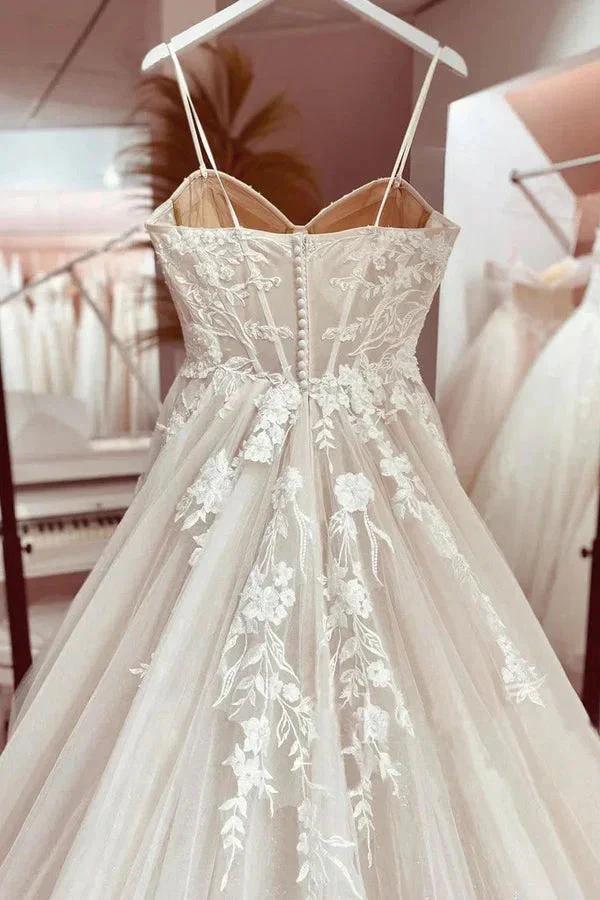 Corset Bodice Spaghetti Straps A Line Lace Wedding Dress Bridal Gown  WD651 - Image 3