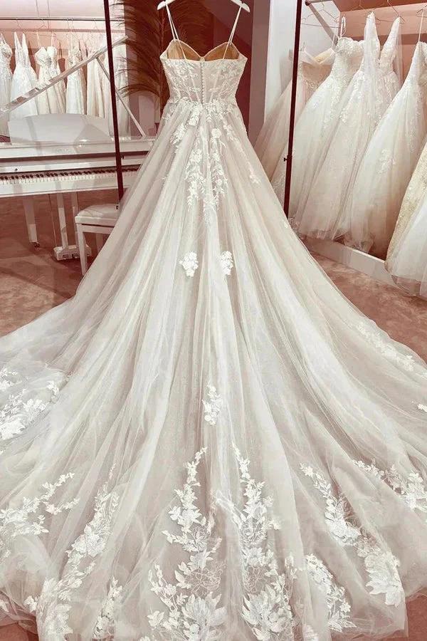Corset Bodice Spaghetti Straps A Line Lace Wedding Dress Bridal Gown  WD651 - Image 4