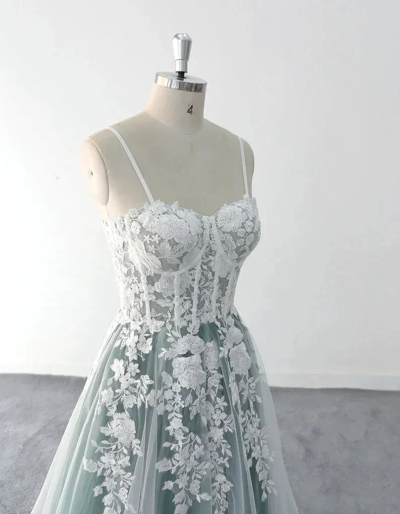corset cutout sexy wedding dress,full length delicate dress Y3089 - Image 4