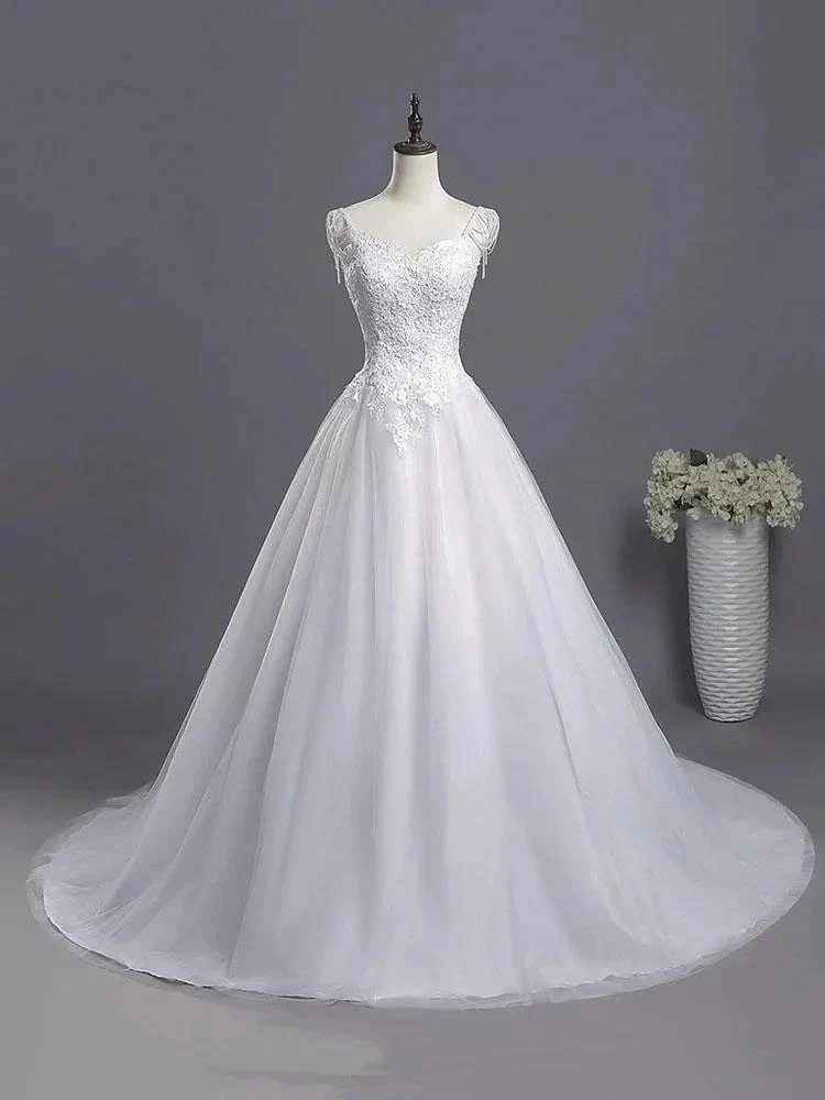 sweetheart beading appliques Wedding Dress New Arrival tulle pleated Bridal Wears - Image 4