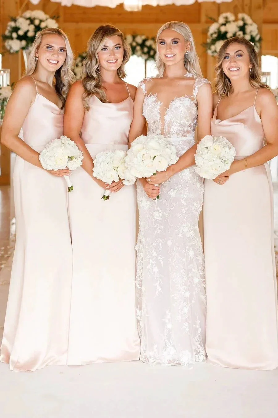 Cowl Neck Spaghetti Strap Champagne Bridesmaid Dress BD123 - Image 3