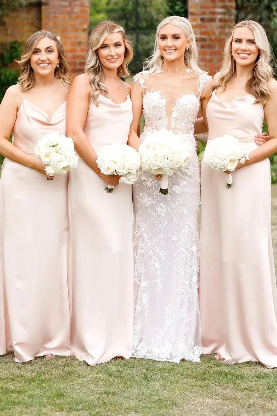 Cowl Neck Spaghetti Strap Champagne Bridesmaid Dress BD123 - Image 5