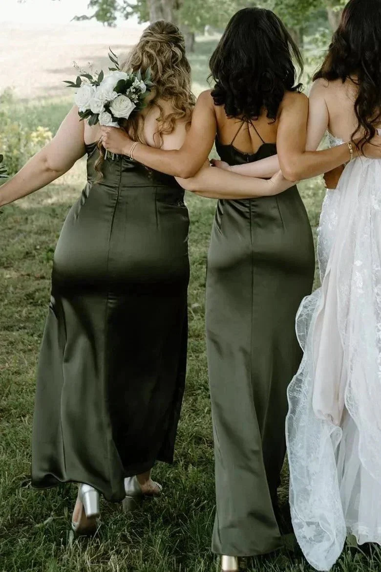 Cowl Neck Spaghetti Strap Champagne Bridesmaid Dress BD123 - Image 9