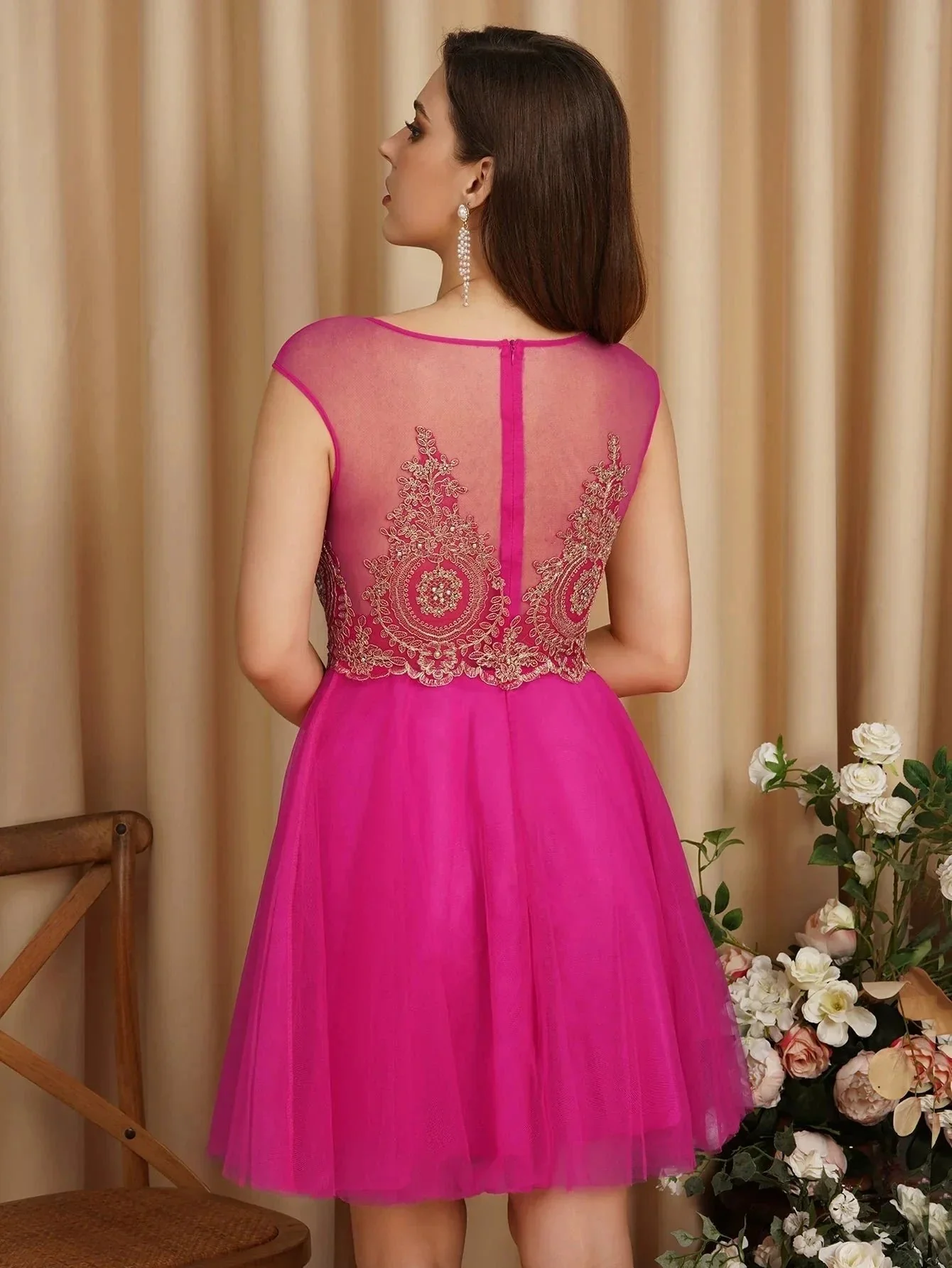 A-Line Lace Appliques Sweetheart Short Evening Dresses - Image 8