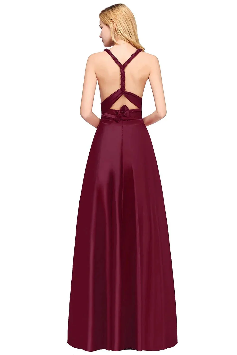 Spaghetti Straps Satin Long Bridesmaid Dresses Prom Party Gown - Image 2