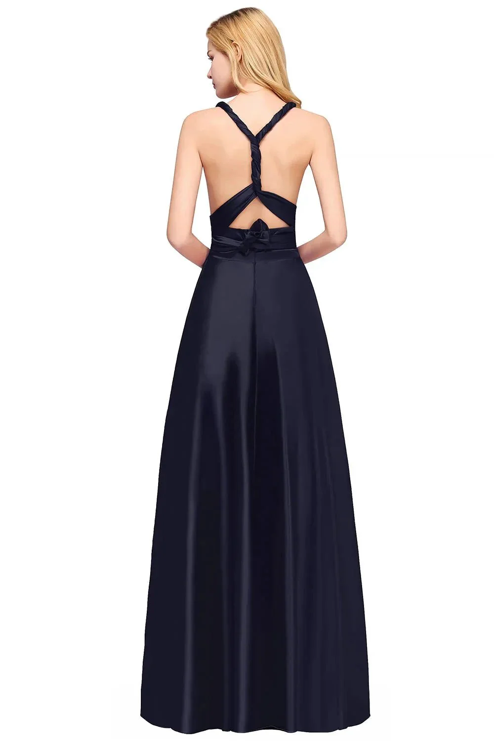 Spaghetti Straps Satin Long Bridesmaid Dresses Prom Party Gown - Image 8