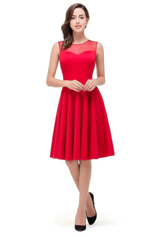 Crew Knee-length A-line Red Bridesmaid Dresses - Image 2