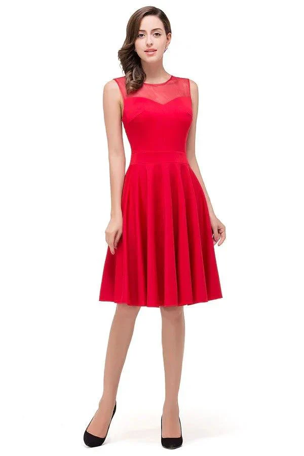 Crew Knee-length A-line Red Bridesmaid Dresses - Image 3