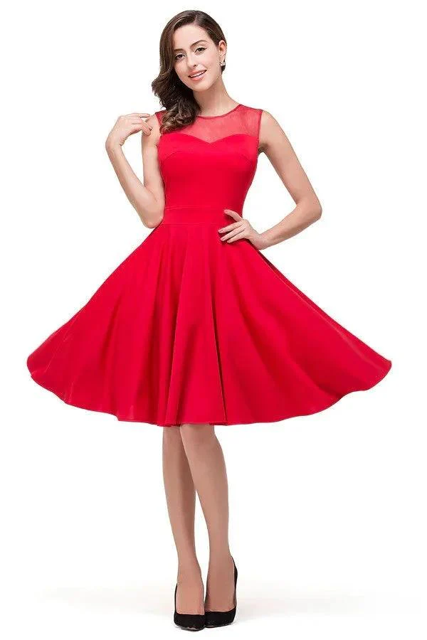 Crew Knee-length A-line Red Bridesmaid Dresses - Image 4
