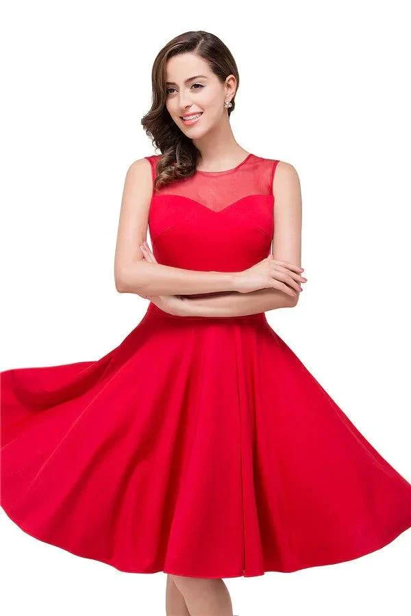 Crew Knee-length A-line Red Bridesmaid Dresses - Image 5