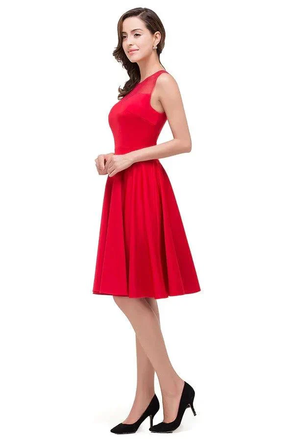 Crew Knee-length A-line Red Bridesmaid Dresses - Image 6