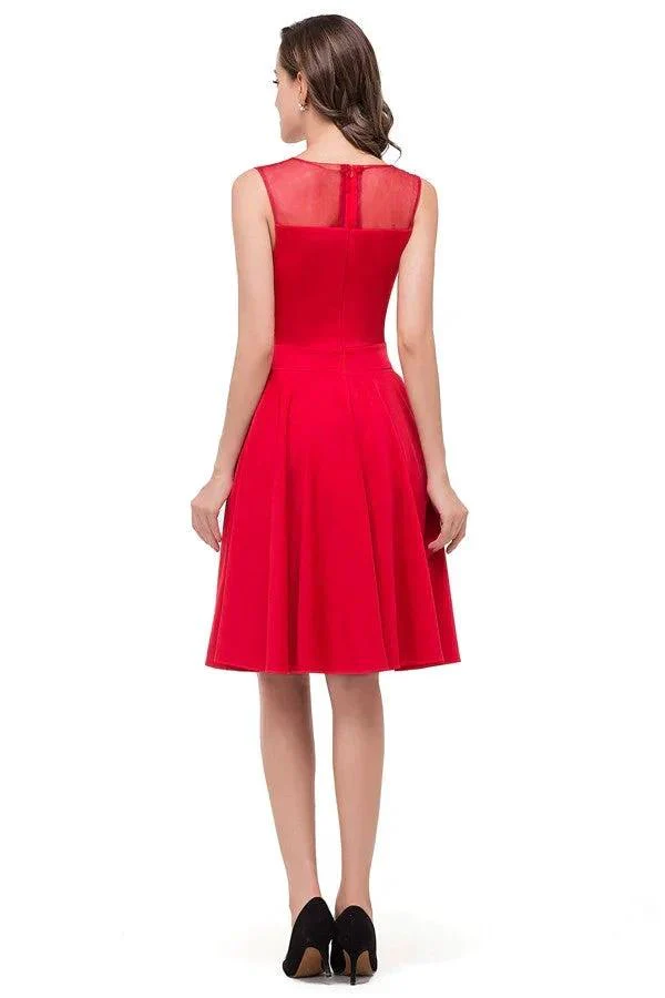Crew Knee-length A-line Red Bridesmaid Dresses - Image 7