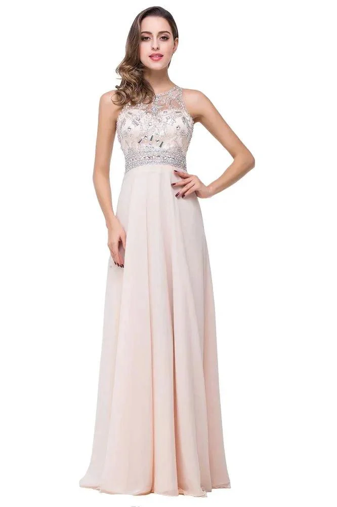 Crystal A-line Jewel Chiffon Prom Dress - Image 2
