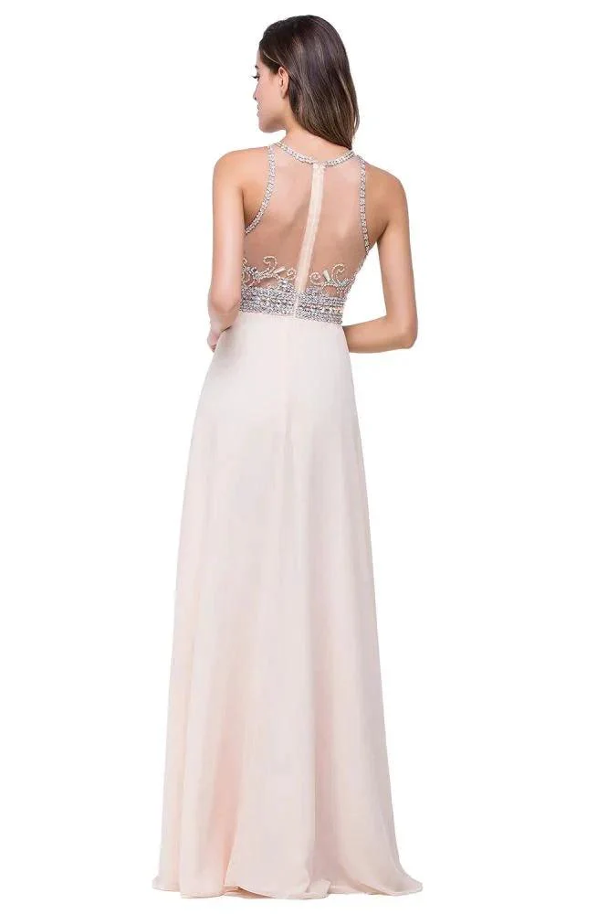 Crystal A-line Jewel Chiffon Prom Dress - Image 3