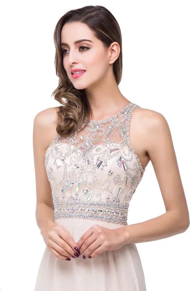 Crystal A-line Jewel Chiffon Prom Dress - Image 4