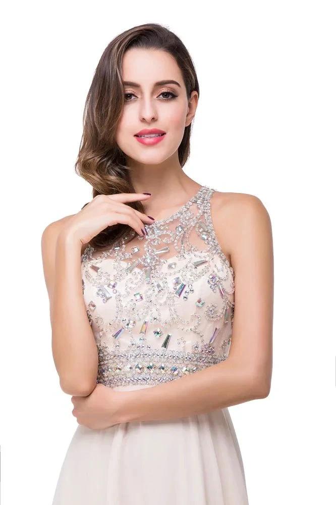 Crystal A-line Jewel Chiffon Prom Dress - Image 5