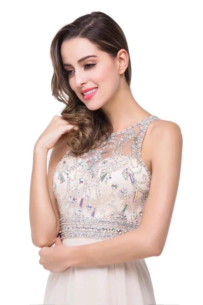 Crystal A-line Jewel Chiffon Prom Dress - Image 6