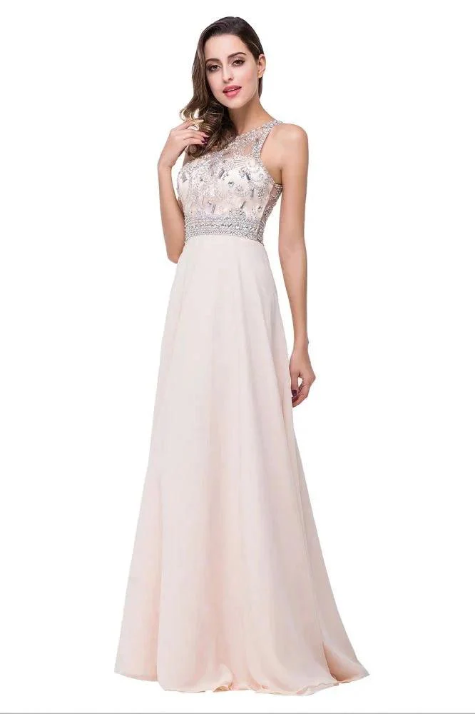 Crystal A-line Jewel Chiffon Prom Dress - Image 7