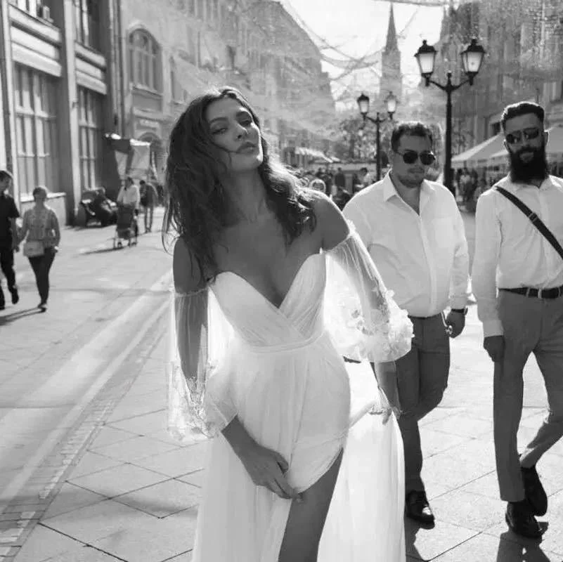 Custom Made Boho Wedding Dress Chiffon Lace Vintaging Gowns Split Side Sexy Beach Bridal Dressee Wedds Cheap Mariage - Image 5