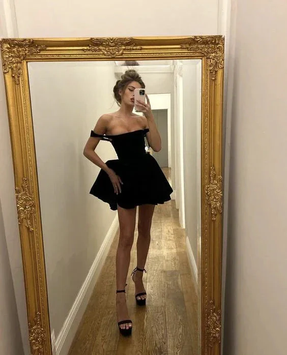 Cute A-line Black Homecoming Dress Black Cocktail Dress Y2363 - Image 2