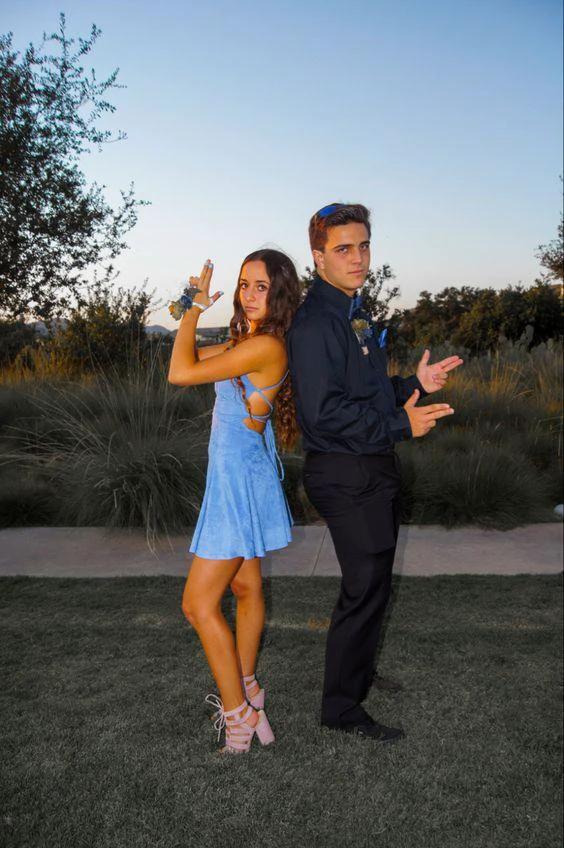 Cute A-line Blue Short Homecoming Dress Party Dress Y1600 - Image 2