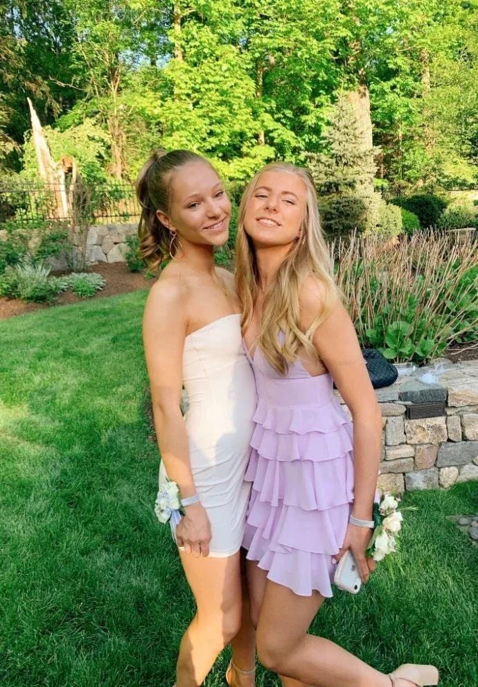 Cute A-line Purple Tiered Homecoming Dress Purple Party Dress Y2536 - Image 2