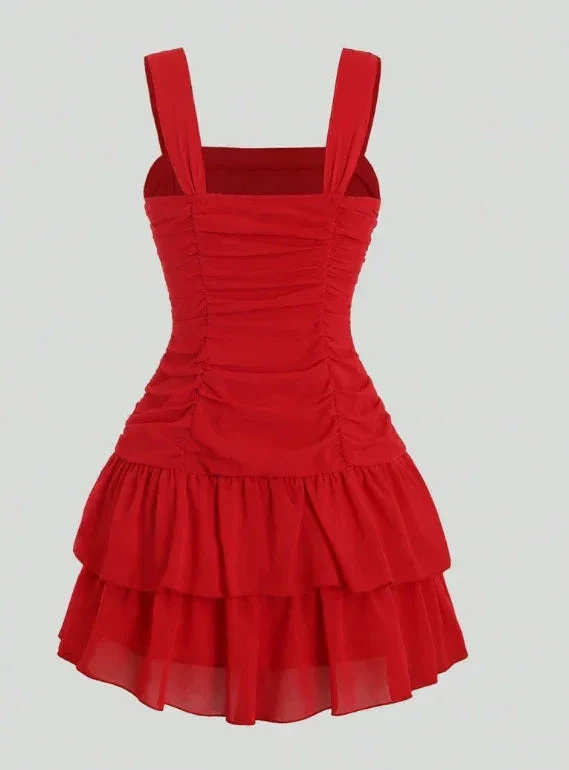 Cute A-line Short Homecoming Dress Sleeveless Vest Dress Y1940 - Image 3